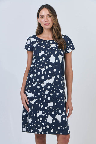 Naturals by O&J - Cotton Cap Sleeve Dress-Ink Barnacles