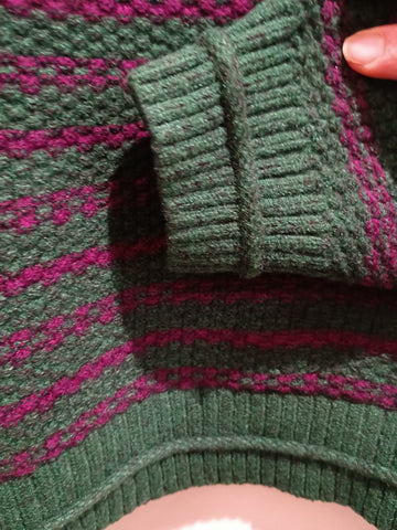 JJSisters - Cotton Blend Stripe Jumper - Forest/ Fuchsia