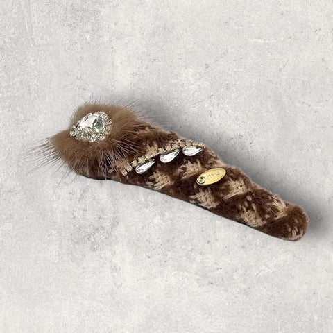 MCLuxe-Celeste Bloom- Brown Plush Side Hairpin  - TS01867