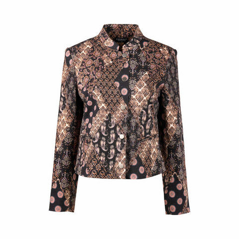 Vassalli - Collarless Short Jacket with Concealed Zip - Rapsody