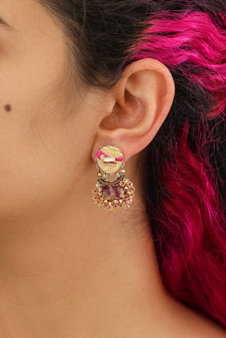 Ayala Bar - H2389 Plum Wine Set, Purple Earrings - Petaline