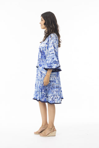 Orientique - Okayama Organic Cotton Layer Frill Sleeve Tiered Dress