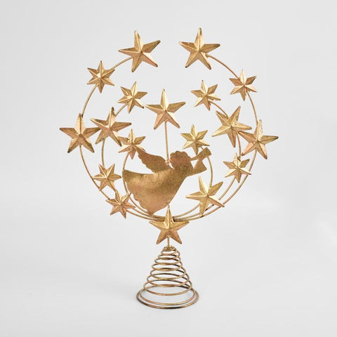 Florabelle - Angel & Shooting Stars Gold Tree Topper-Antique Gold