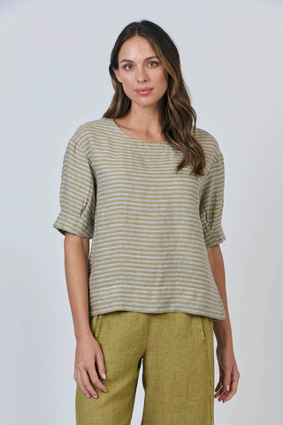 Naturals by O&J - Linen Boat Neck Top - Reed