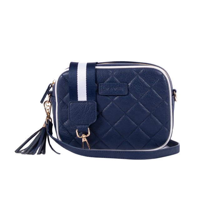 Liv & Milly - Sally Quilted Crossbody Bag - Navy/White