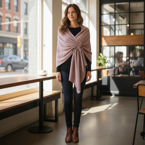 AUTN - Knitted Crossover Wrap - Marl Oat - PH350027-18