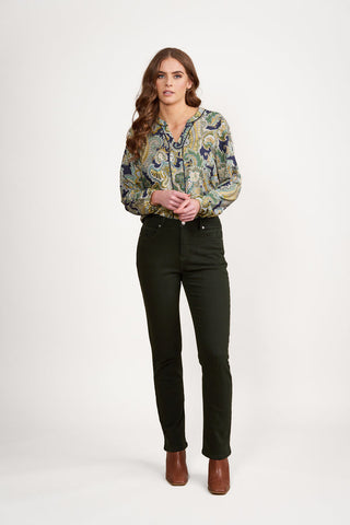 Vassalli - Slim Leg Knit Jean - Forest