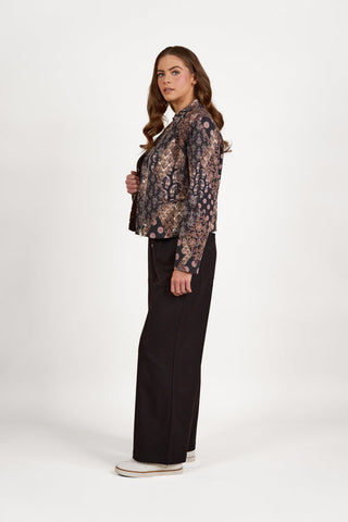 Vassalli - Collarless Short Jacket with Concealed Zip - Rapsody