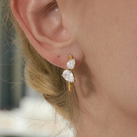 MCLuxe - Celeste Asymmetry Crystal Huggie Earrings