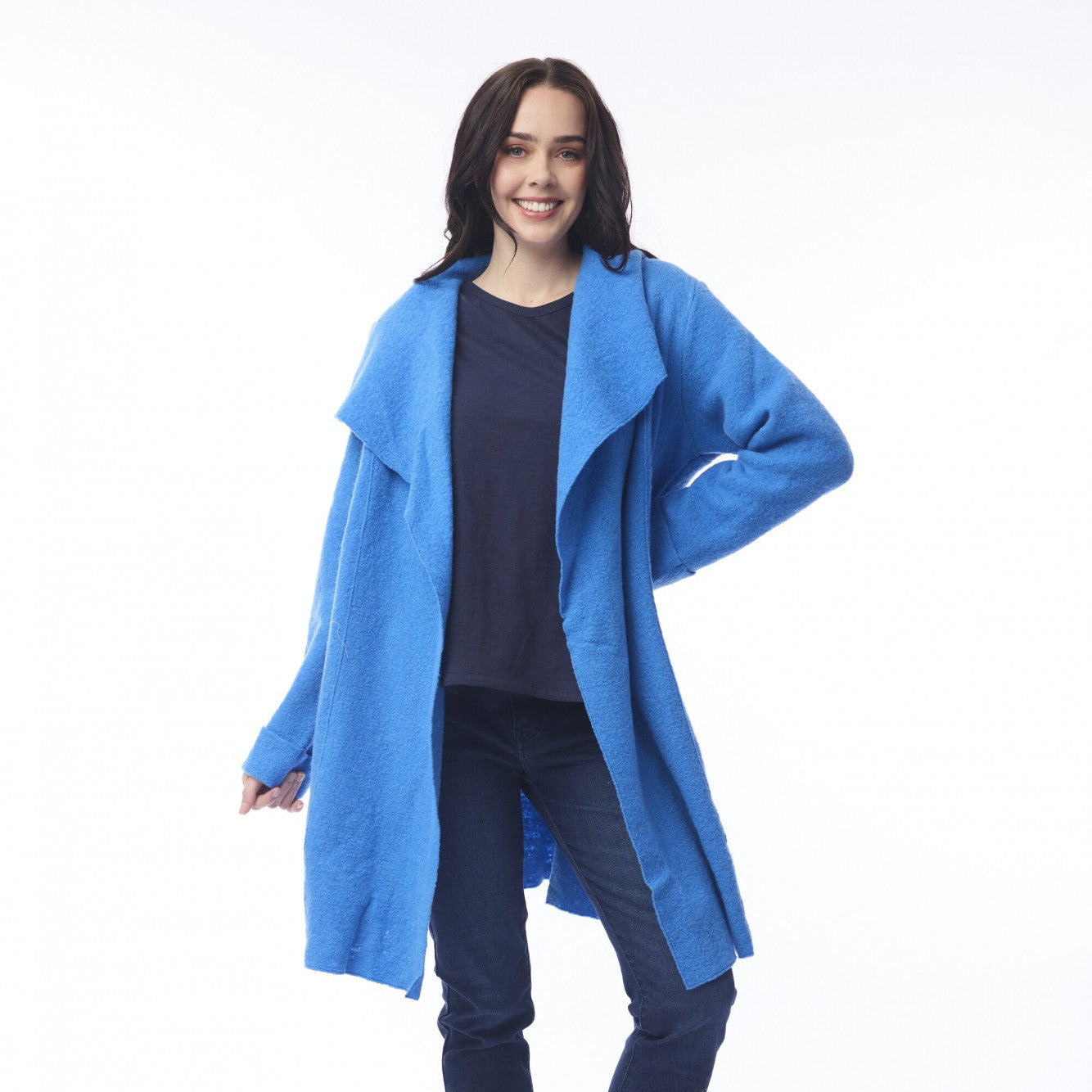 Orientique - 100% Australian Merino Wool Wrap Jacket - Cobalt
