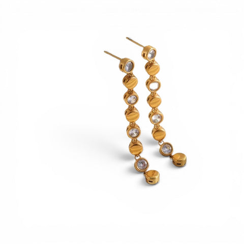 MCLuxe - Aurelia 18K Gold Plated Crystal Drop Earrings – Waterproof
