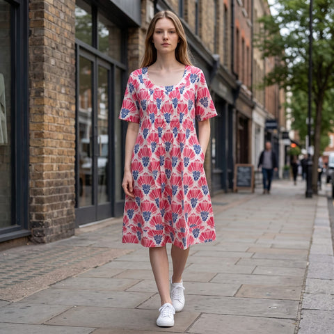 West Indies - Joyce Short Sleeve Cotton Dress - Lotus