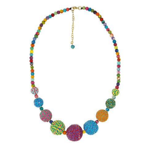 WorldFinds - Kantha Threaded Graduated Necklace