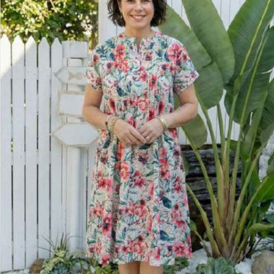 West Indies - Lydia C Cap Sleeve Cotton Dress - Marrakesh