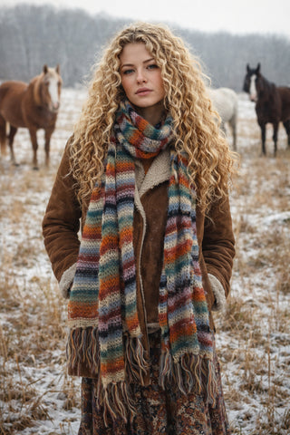 Cienna - Snowbird Mohair Striped Scarf