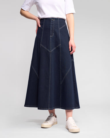 Vassalli - Akari Midi Length Skirt - Ink Denim