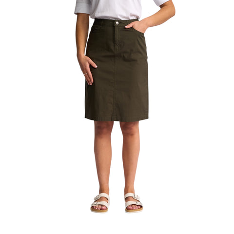 Vassalli - Poppy Popin Knee Length Skirt - Khaki