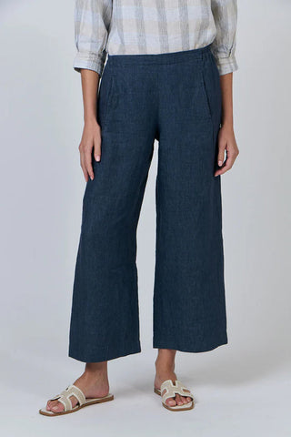 Naturals by O&J - Wide Leg Linen Pant-Poseidon