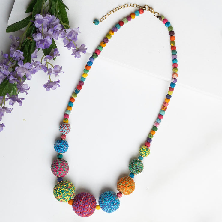 WorldFinds - Kantha Threaded Graduated Necklace