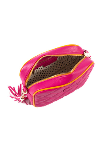 Liv & Milly - Sally Quilted Crossbody Bag - Pink/Orange