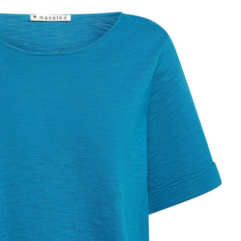 Mansted - Kat Organic Cotton Slub T Shirt - Turquoise