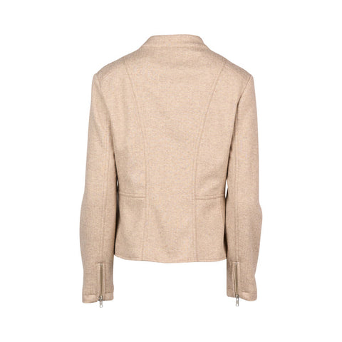 Vassalli - Long Sleeve Lined Zip Up Jacket with Front Zip detailing - Dune