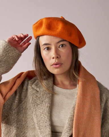 Zura - Wool Beret Hat - Burnt Orange