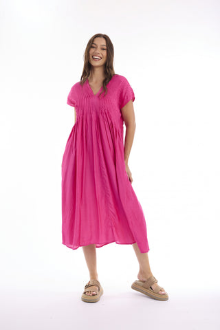 Escape by OQ - Pleated Lux Dress - Fuchsia