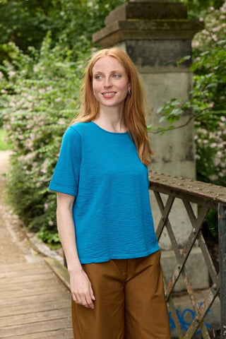 Mansted - Kat Organic Cotton Slub T Shirt - Turquoise