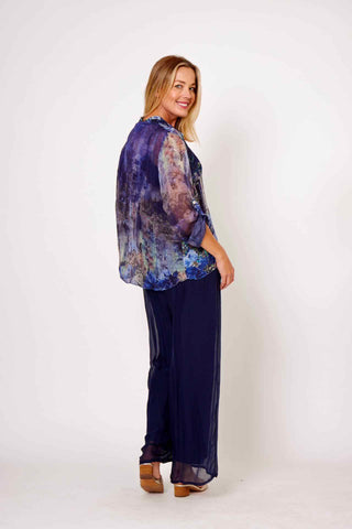 La Strada - Silky Lined Pants - Navy