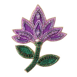 Blue Scarab - Statement Hand Beaded Brooch-Lotus Purple