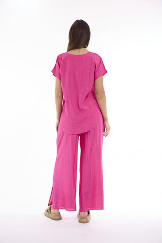 Escape by OQ - Lux V Neck Top - Fushcia