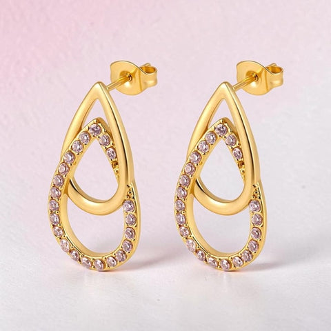 MCLuxe - Rosalie Zircon Teardrop Stud Earrings – Gold Plated