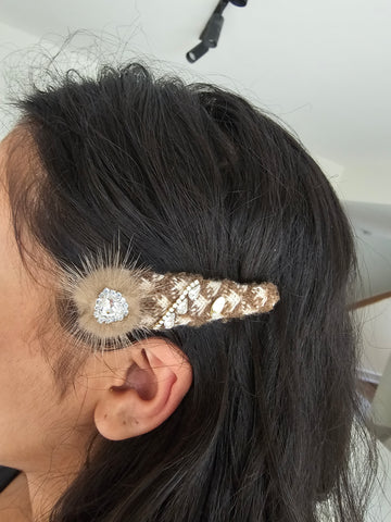 MCLuxe-Celeste Bloom- Brown Plush Side Hairpin  - TS01867