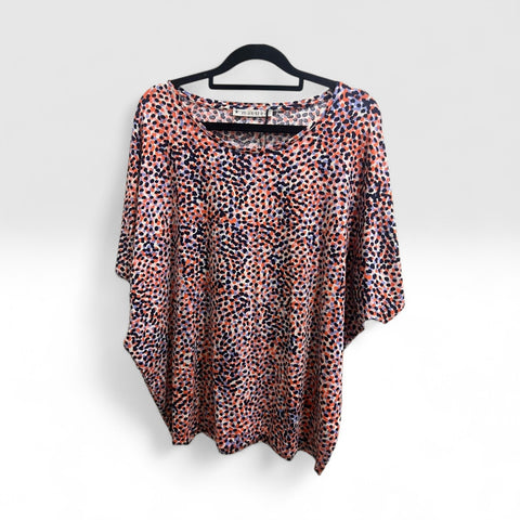 Mansted - Esther Multi Dot Wedge Top-Coral