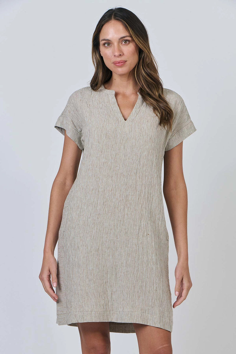 Naturals by O&J - Short Sleeve Linen Dress-Blister