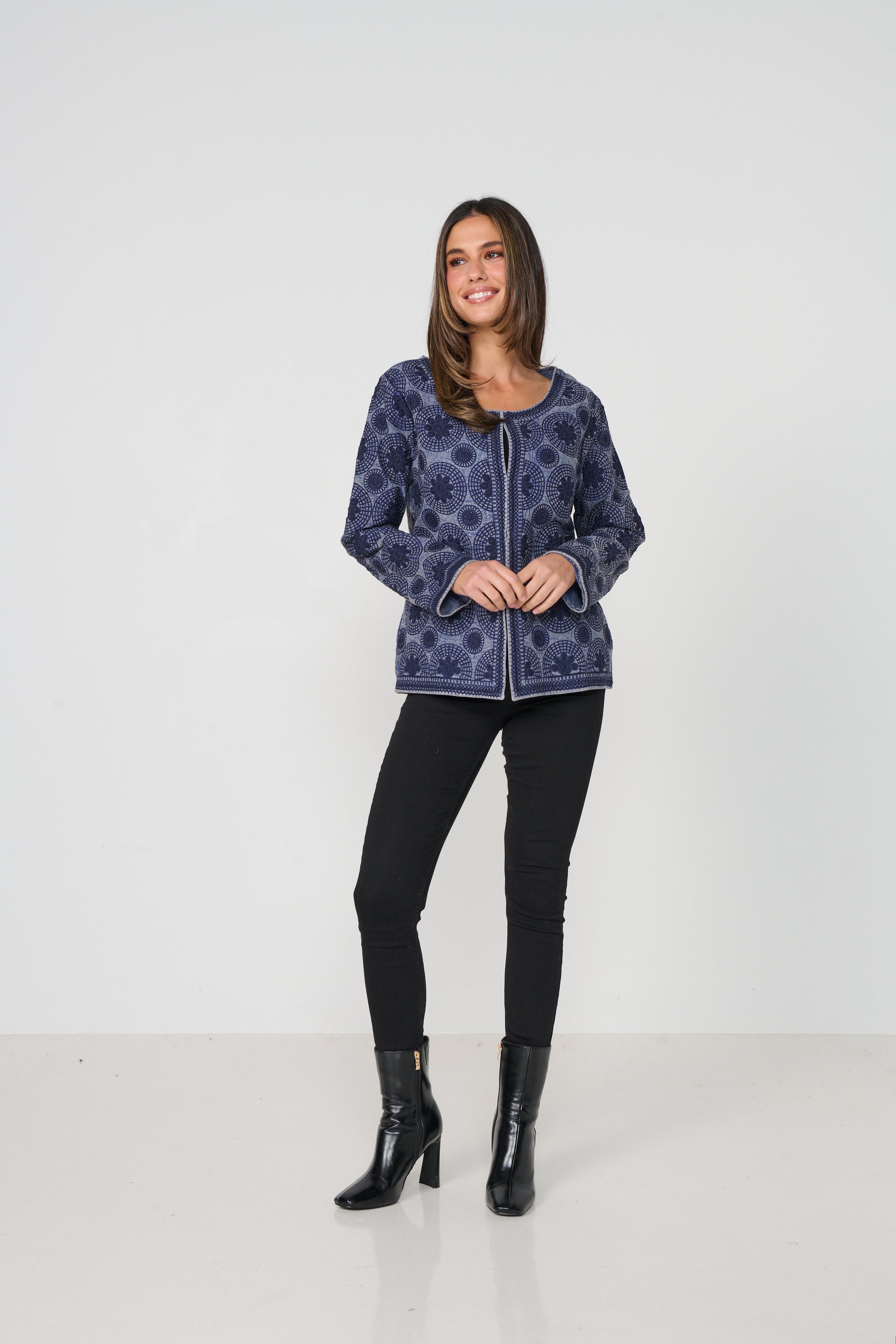 Caju - Mandala Embroidery Jacket - Indigo CZ1114