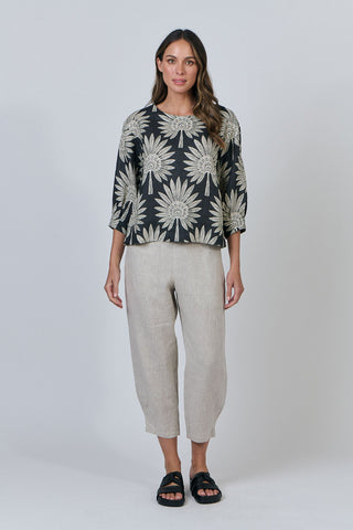 Naturals by O&J - Linen Round Neck Top - Date Palm