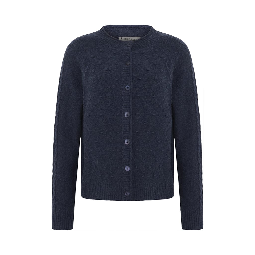 Mansted - Cabo Merino Cable Cardigan - Soft Blue