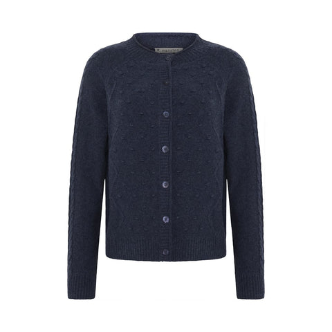 Mansted - Cabo Merino Cable Cardigan - Soft Blue