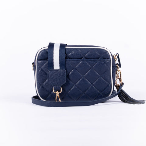 Liv & Milly - Sally Quilted Crossbody Bag - Navy/White