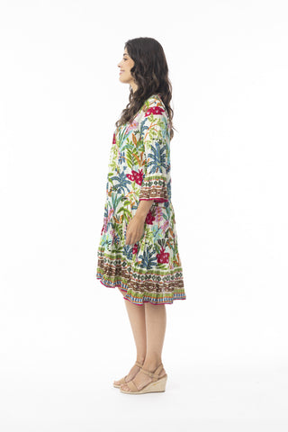 Orientique - Ovahe Organic Cotton Knee-Length Summer Dress with Frill Sleeves