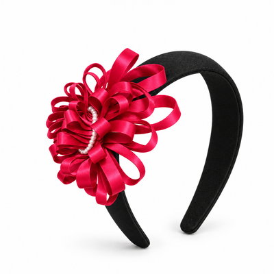 Melange - Satin Bloom Fascinator Headband – Raspberry Pink