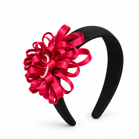 Melange - Satin Bloom Fascinator Headband – Raspberry Pink
