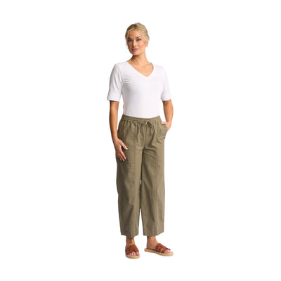Vassalli - Dione Ankle Gazer Barrel Leg Pant - Army