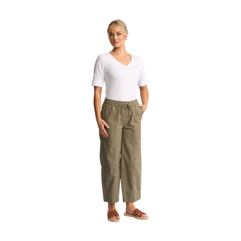 Vassalli - Dione Ankle Gazer Barrel Leg Pant - Army