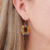 WorldFinds - Kantha Milieu Oval Earrings