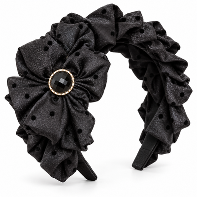 Melange - Black Satin Polka Dot Fascinator Headband
