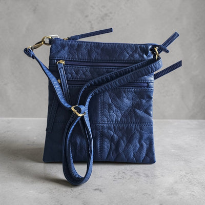 Melange - Harper - Vegan Multi Zip Crossbody Bag - Blue