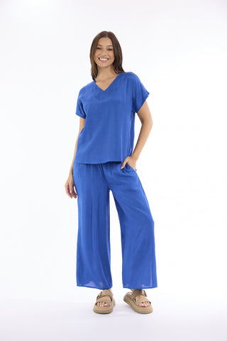 Escape by OQ - Lux V Neck Top - Blue